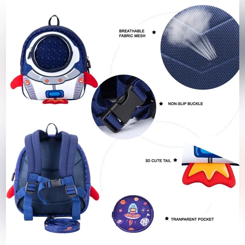 NWT Rocket Toddler Kids Backpack with Harness Leash, AVAILABLE IN PINK OR BLUE